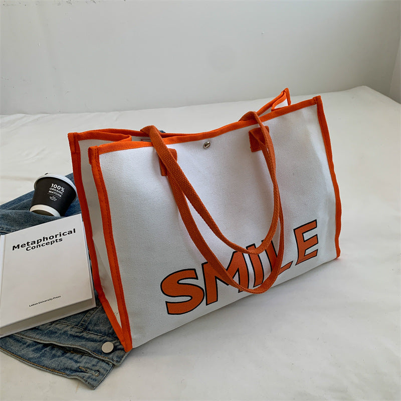 Spring And Summer New Simple Large Capacity Tote Bag Women's Texture Fashion Portable Commuter Shoulder Bag Canvas Bag