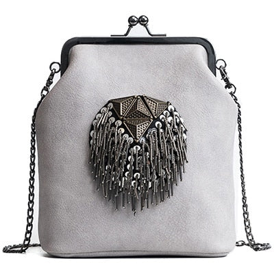 Dress Bags for Women PU Leather Tassel Fashion Frame Bag New Arrival, Style Crossbody Chains Shoulder Bags