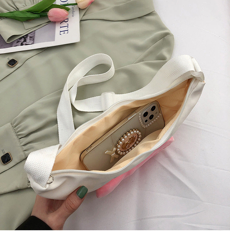 Lazy Sheep With The Same Style Messenger Bag Female Cute Sausage Mouth Nylon Girl Funny One-Shoulder Oblique Cross Bag Casual Dumpling Bag