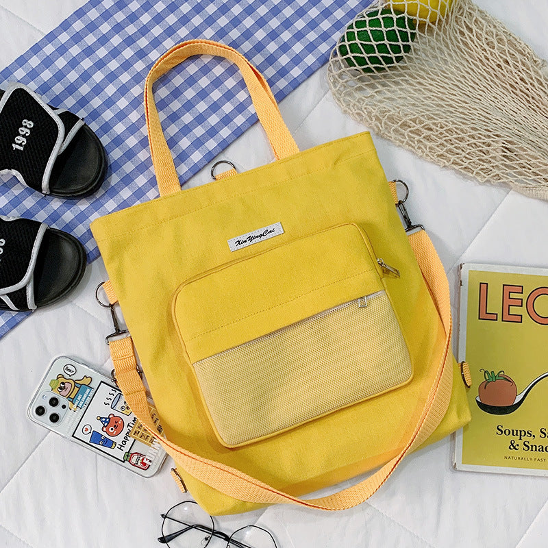 New Literary Small Fresh Canvas Bag Student Class Large Capacity Messenger Bag Ins Style Cute Shoulder Bag