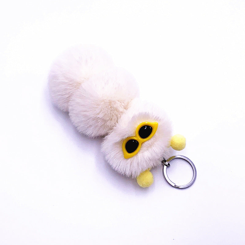 New Cute Caterpillar Key Chain Cute Candy Color Cartoon Plush Bag Pendant Car Key Chain Accessories
