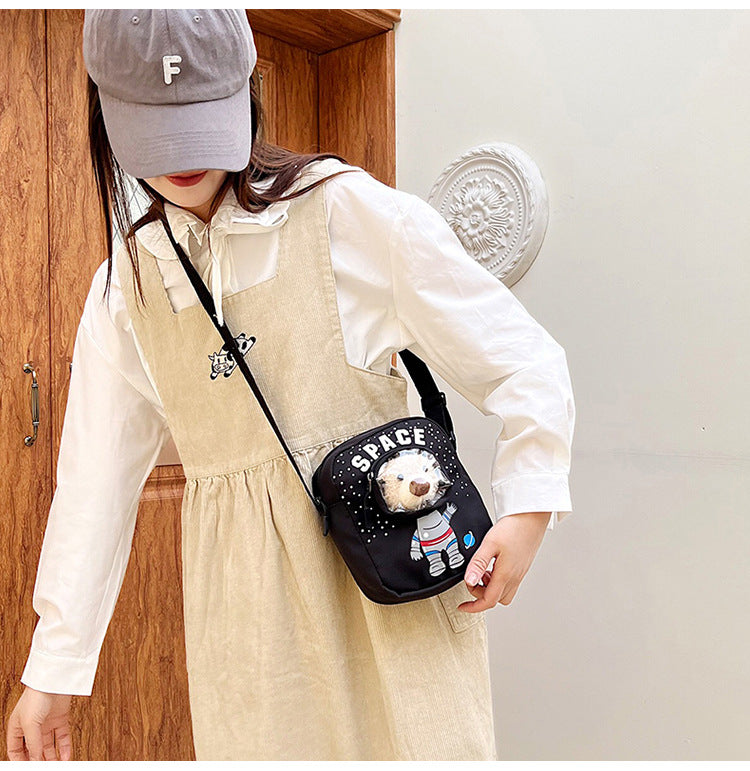 Trendy Student Nylon Bag Female Net Red Ins Cute Soft Girl Shoulder Bag Small Fresh Transparent Doll Messenger Bag