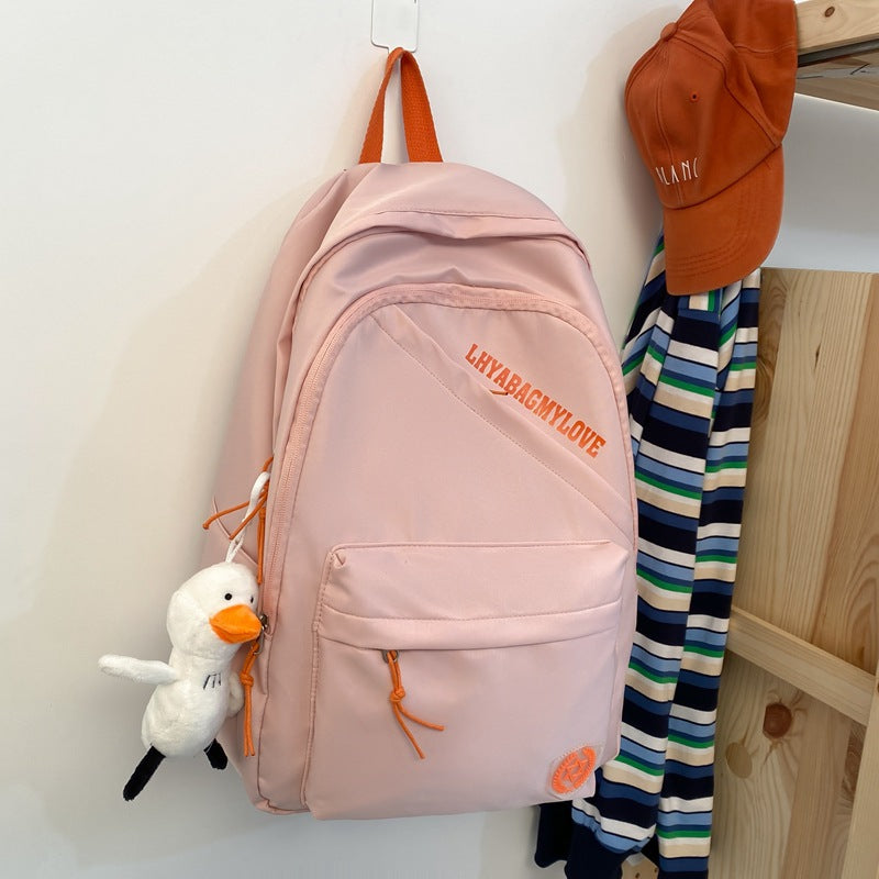 Small Fresh Girl Backpack Simple Large Capacity Travel Backpack Casual Junior High School Student Schoolbag
