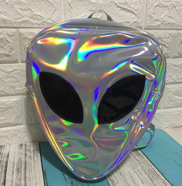 Laser Transparent Backpack Boys 3D Alien ET Head Face Designed Triangle Leisure Bag For Girls