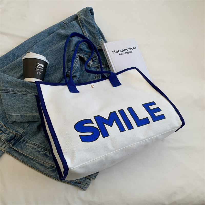Spring And Summer New Simple Large Capacity Tote Bag Women's Texture Fashion Portable Commuter Shoulder Bag Canvas Bag