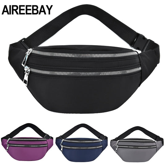 AIREEBAY New bum bag For Women Waterproof  Waist Bags Ladies Fashion Bum Bag Travel Crossbody Chest Bags Unisex Hip Bag