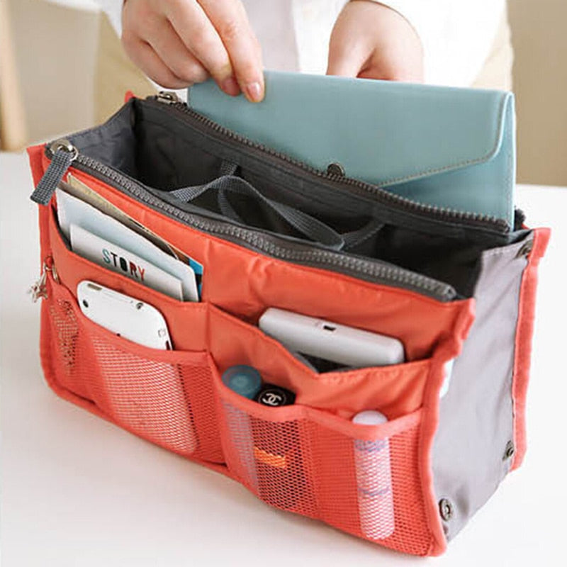 Organizer Insert Bag Women Nylon Travel Insert Organizer Handbag Purse Large liner Makeup Cosmetic Bag Cheap Female Tote Pouch
