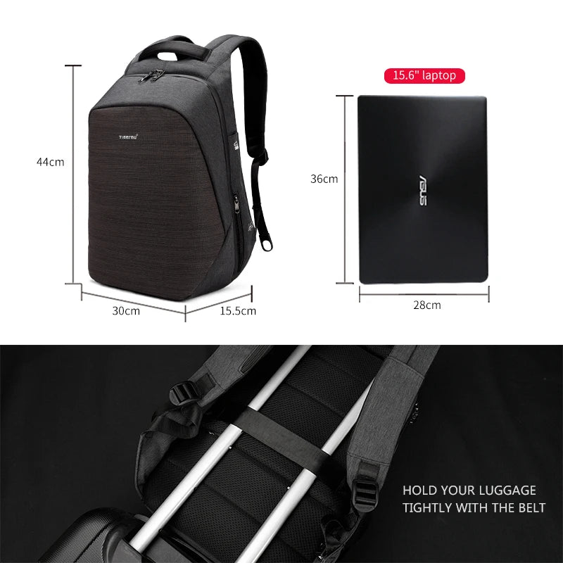 Tigernu anti theft laptop backpack usb charging 15.6 backpacks men slim waterproof school backpack bag
